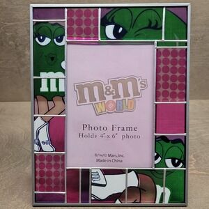 M&M's World Photo Frame for 4x6 Picture Green Lady Stained Glass Metal Standing